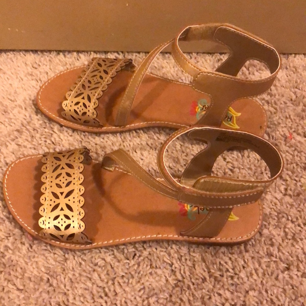 Girls Gold Sandals Size 4, WORN ONCE